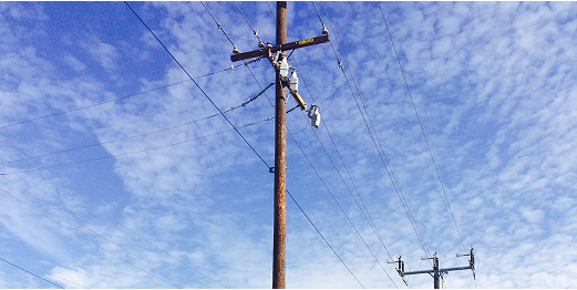 overhead eletrical poles with s and c electric company's tripsaver 2 installed