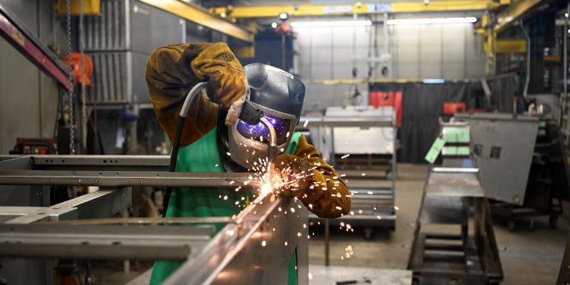 A welder welding